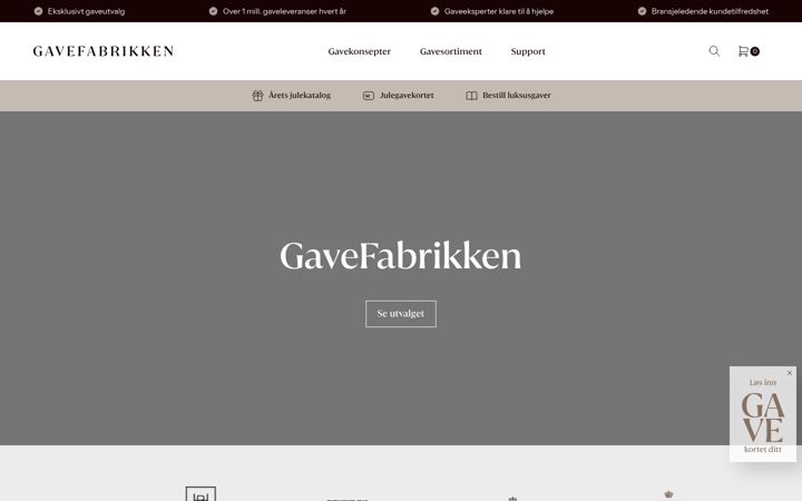 Screenshot of gavefabrikken.no