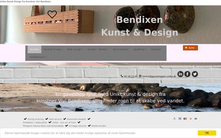 Screenshot of gaveshoppen-unika.dk