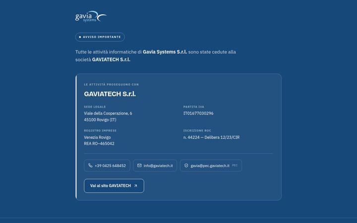 Ekraanipilt saidist gaviasystems.it
