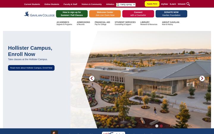 Screenshot of gavilan.edu