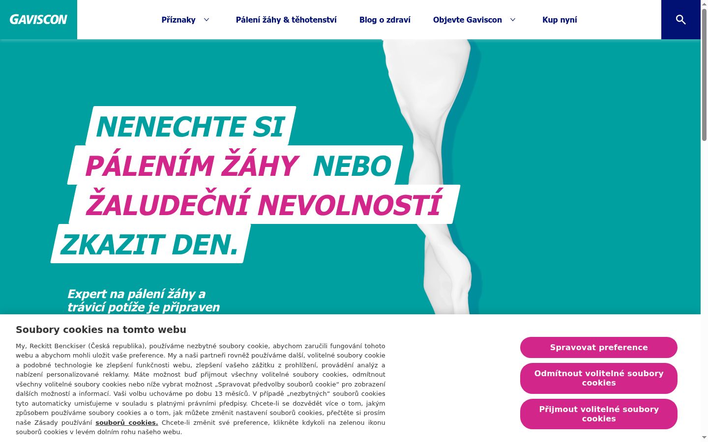 Snímka obrazovky banera súhlasu zobrazeného pred akoukoľvek interakciou