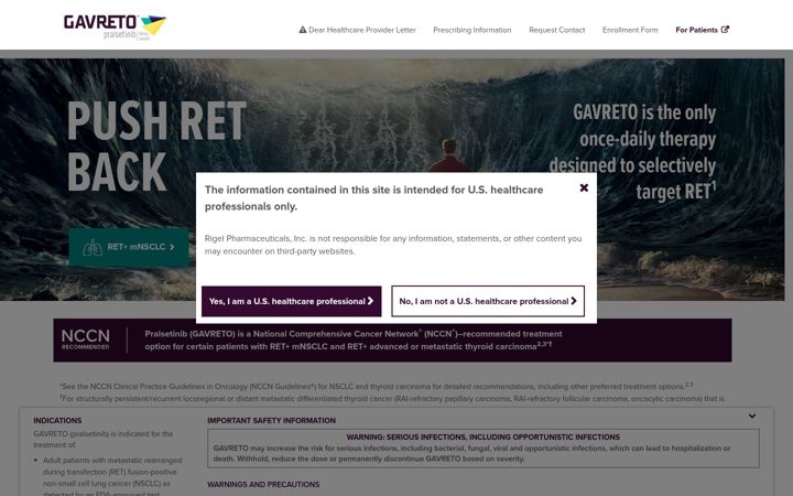 Screenshot of gavreto-hcp.com