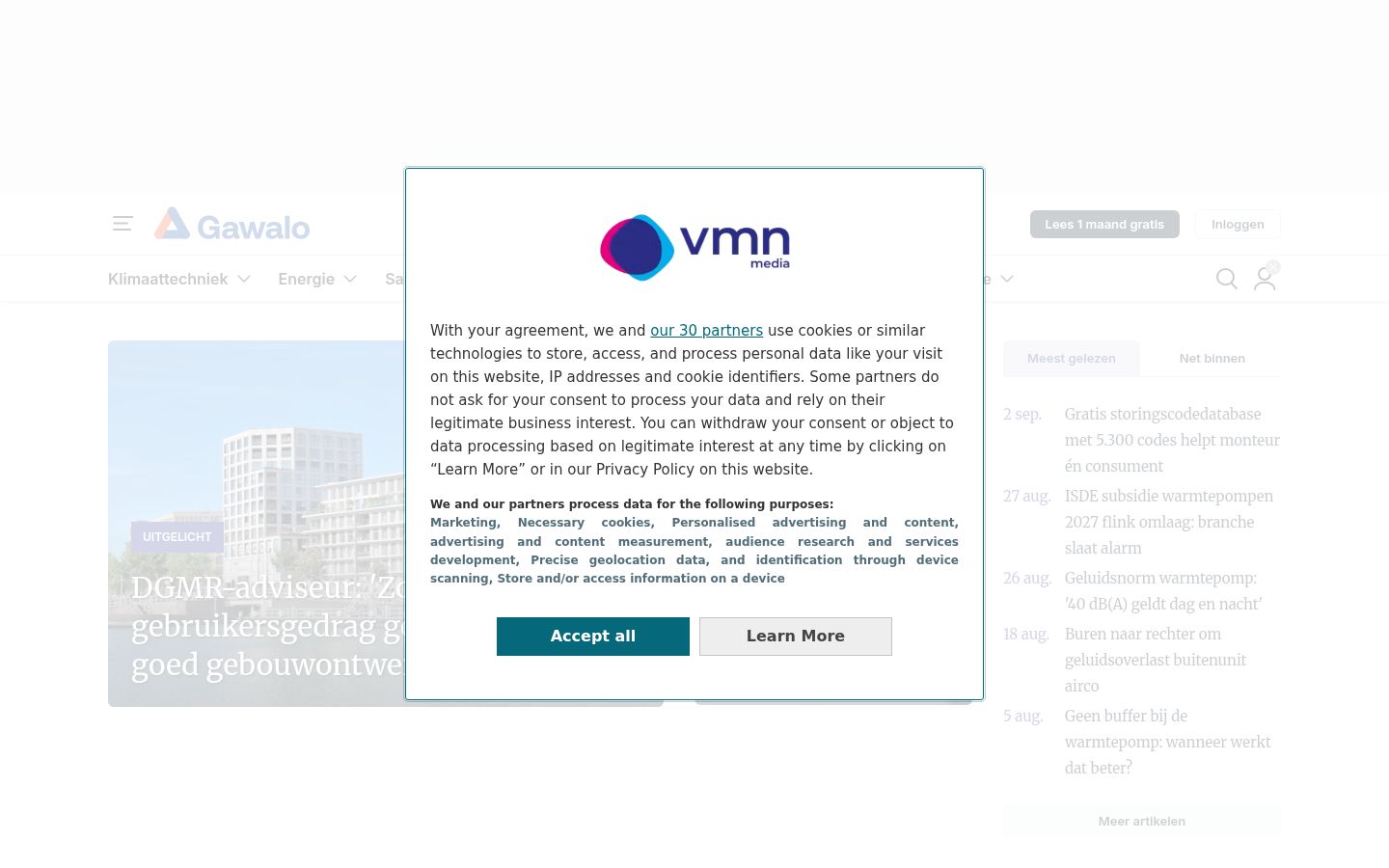 Screenshot del banner di consenso mostrato prima di qualsiasi interazione