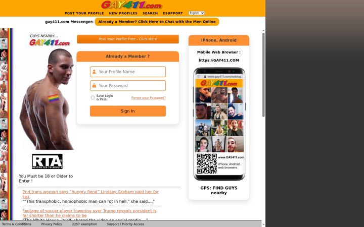 Screenshot of gay411.com
