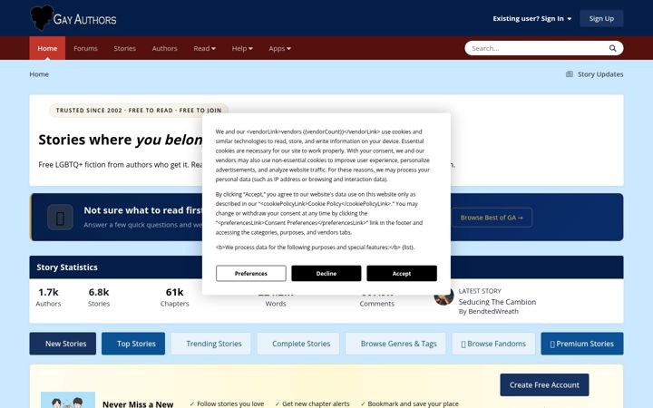 Screenshot του gayauthors.org