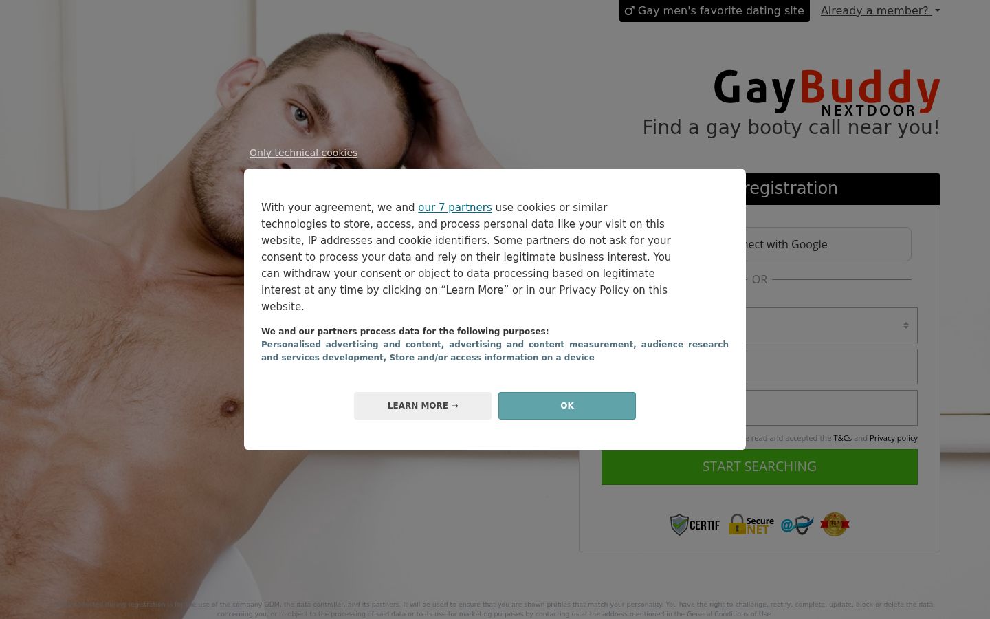 Screenshot of the consent banner shown before any interaction