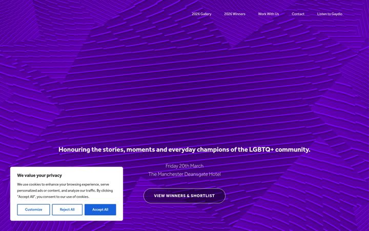 Screenshot of gaydioprideawards.co.uk