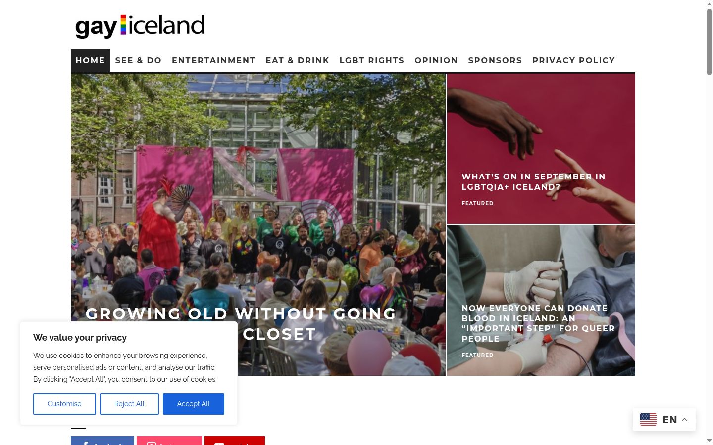 Screenshot of the consent banner shown before any interaction