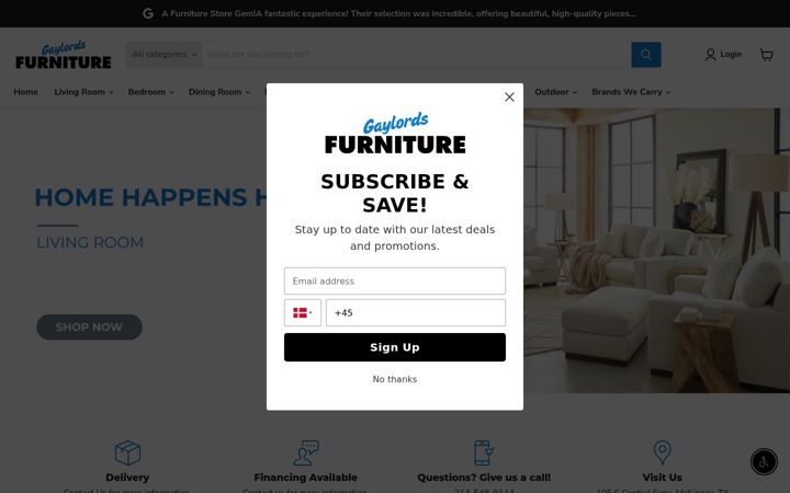 Screenshot of gaylordsfurniture.com