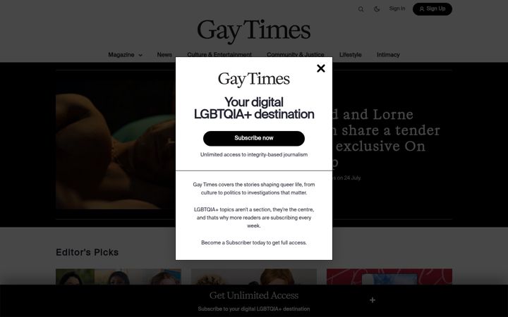 Screenshot of gaytimes.com
