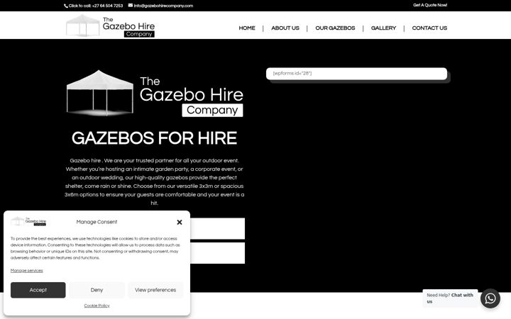 Screenshot of gazebohirecompany.com