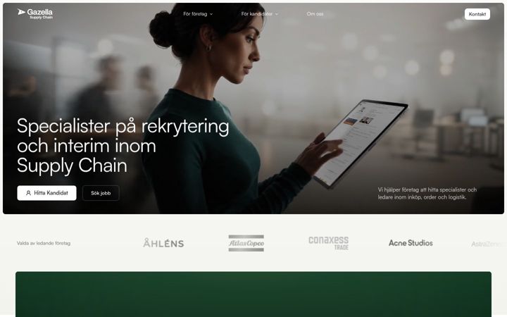 Screenshot of gazellasupplychain.se