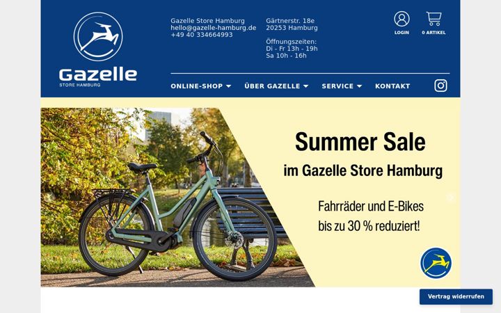 Screenshot of gazelle-hamburg.de