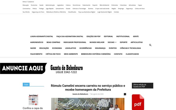 Screenshot of gazetadebebedouro.com.br