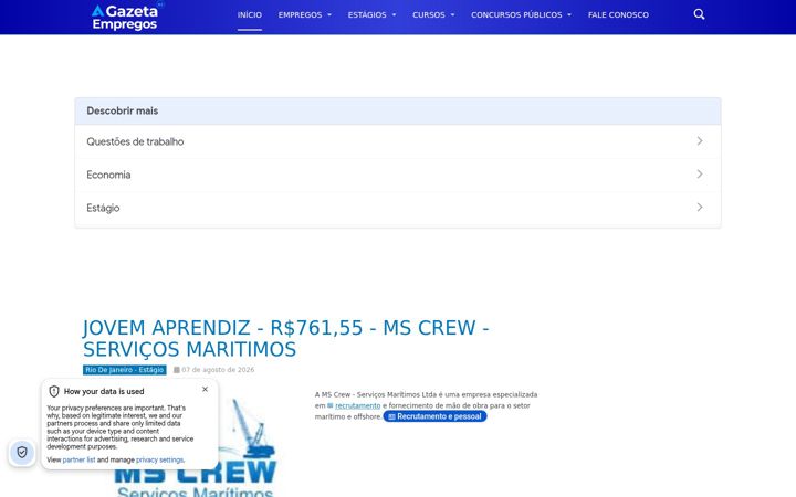 Screenshot of gazetaempregosrj.com.br
