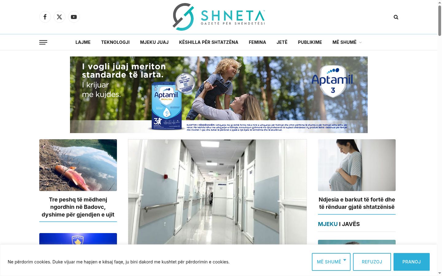 Ekrānuzņēmums ar piekrišanas baneri, kas tika rādīts pirms jebkādas mijiedarbības