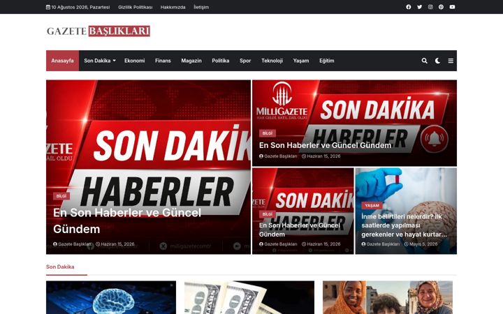Screenshot of gazetebasliklari.com.tr