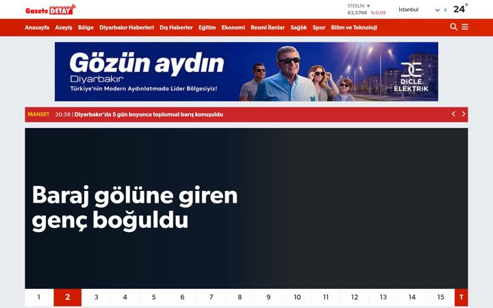 Captură de ecran a gazetedetay.com