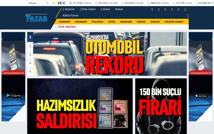 Screenshot of gazetepazar.de