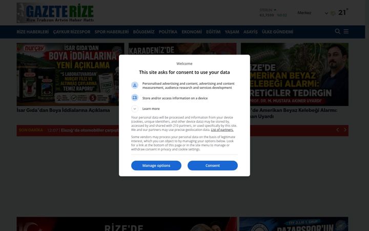 Skjermbilde av gazeterize.com