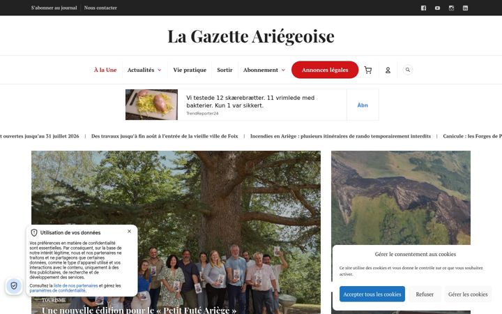 Screenshot of gazette-ariegeoise.fr