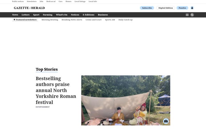 Snímek obrazovky gazetteherald.co.uk
