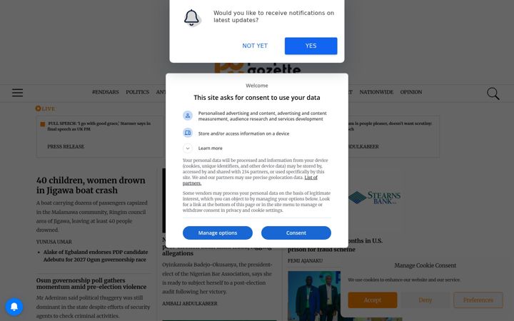 Screenshot of gazettengr.com