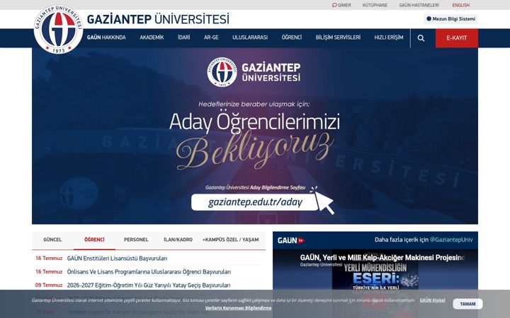 Screenshot von gaziantep.edu.tr