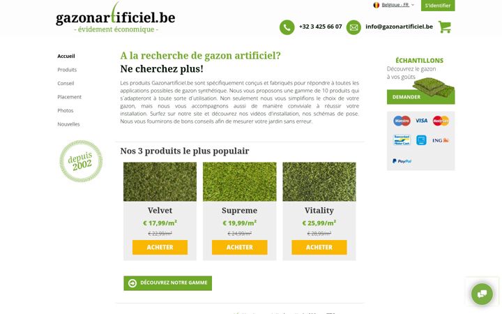 Screenshot of gazonartificiel.be