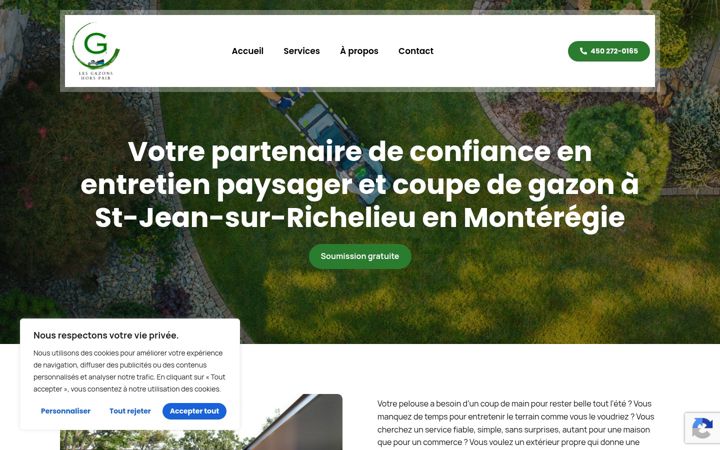 Screenshot of gazonhorspair.ca