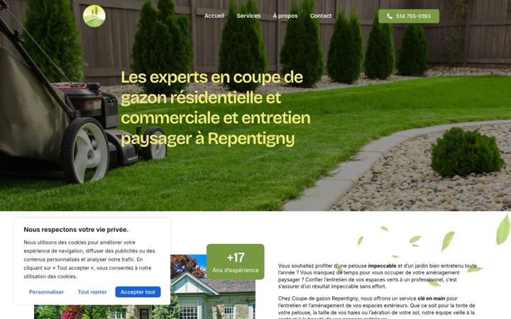 Screenshot of gazonrepentigny.ca