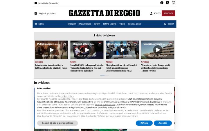 Screenshot of gazzettadireggio.it