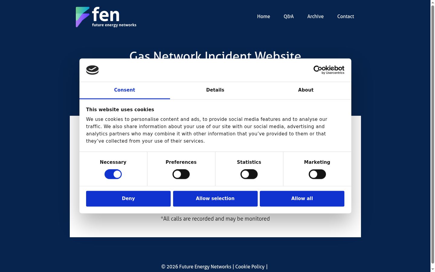 Screenshot of the consent banner shown before any interaction