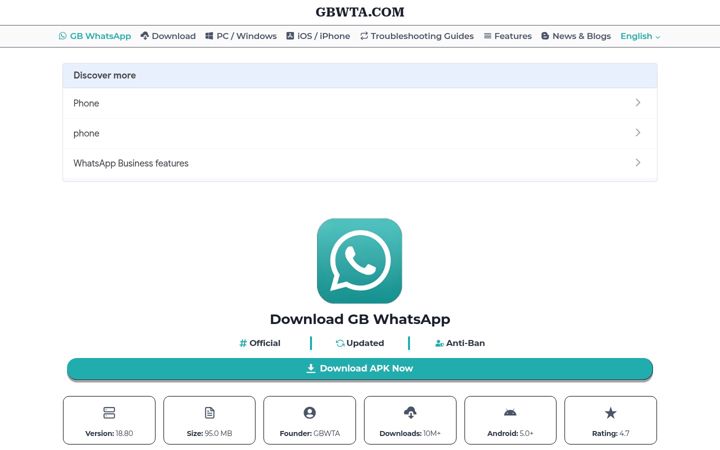 Posnetek zaslona gbwta.com
