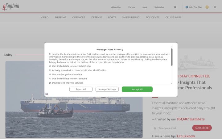 Screenshot di gcaptain.com