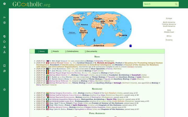 Screenshot of gcatholic.org