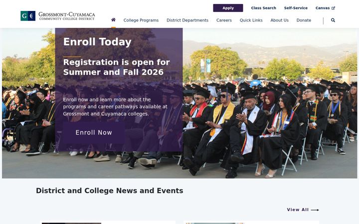 Screenshot of gcccd.edu