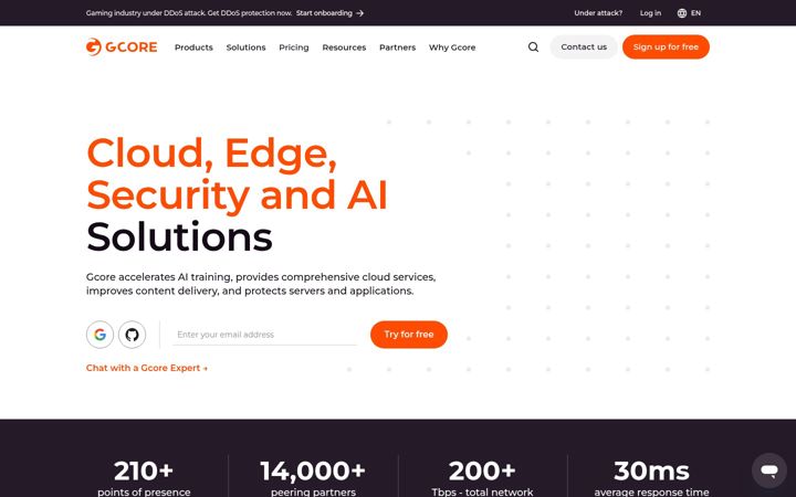 Ekrano kopija gcore.com