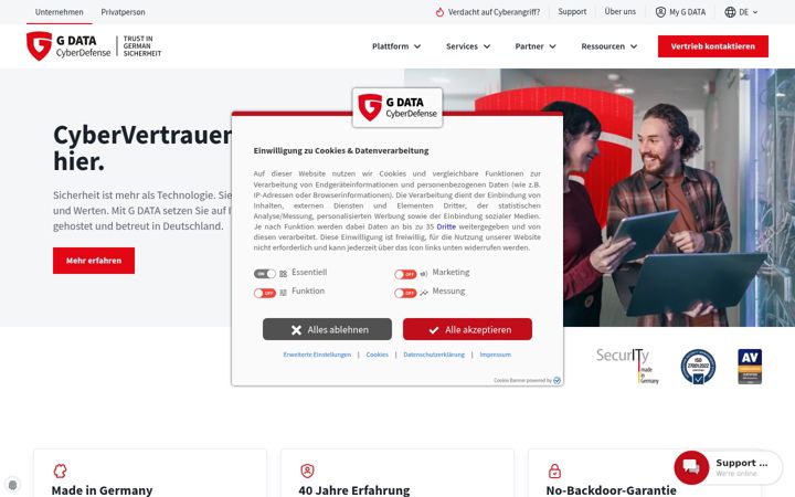 Screenshot di gdata.de