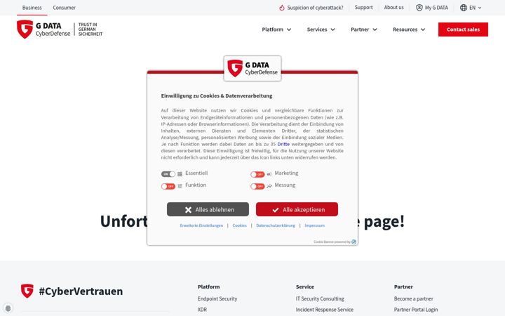 Captură de ecran a gdatasecurity.de