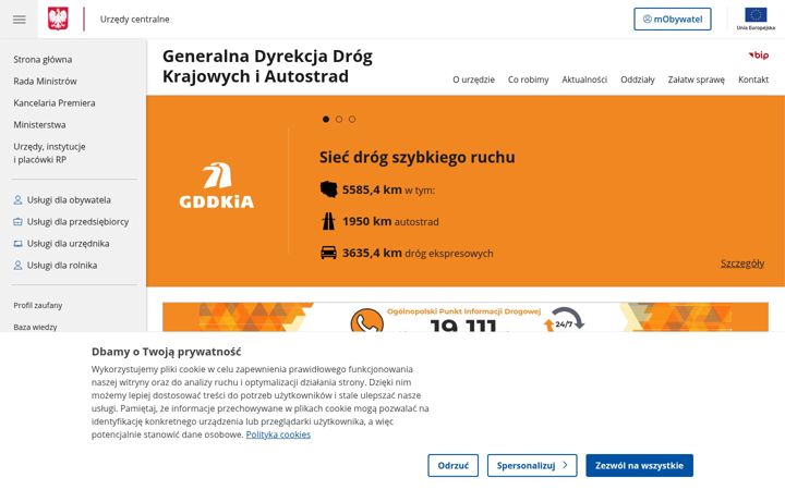 Screenshot of gddkia.gov.pl