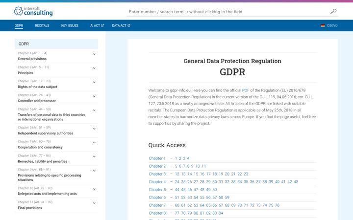 Skärmbild av gdpr-info.eu