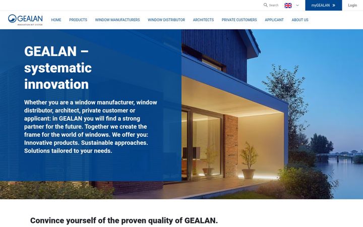 Screenshot of gealan.de