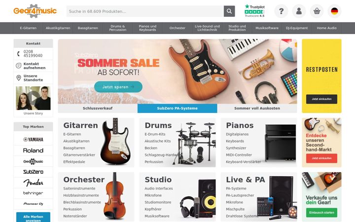 Screenshot του gear4music.de