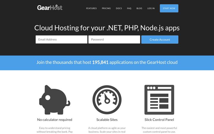 Screenshot di gearhost.com