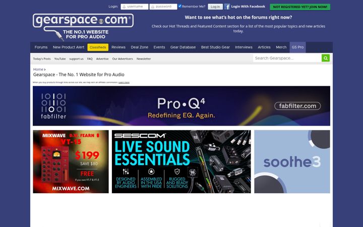 Screenshot of gearslutz.com