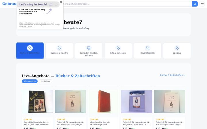 Snímek obrazovky gebraucht-kaufen.de