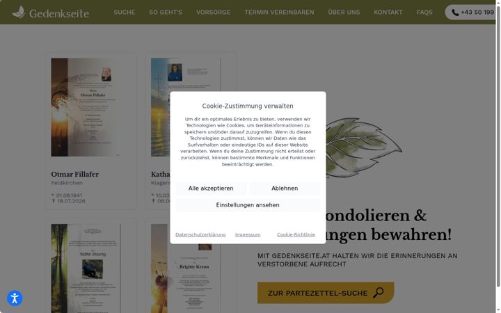 Screenshot of gedenkseite.at