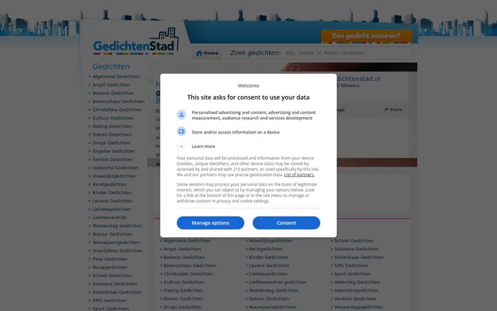 Screenshot di gedichtenstad.nl