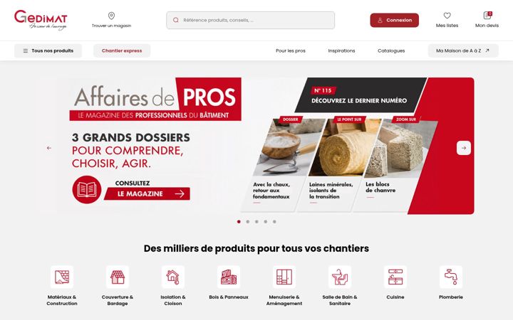 Screenshot of gedimat.fr